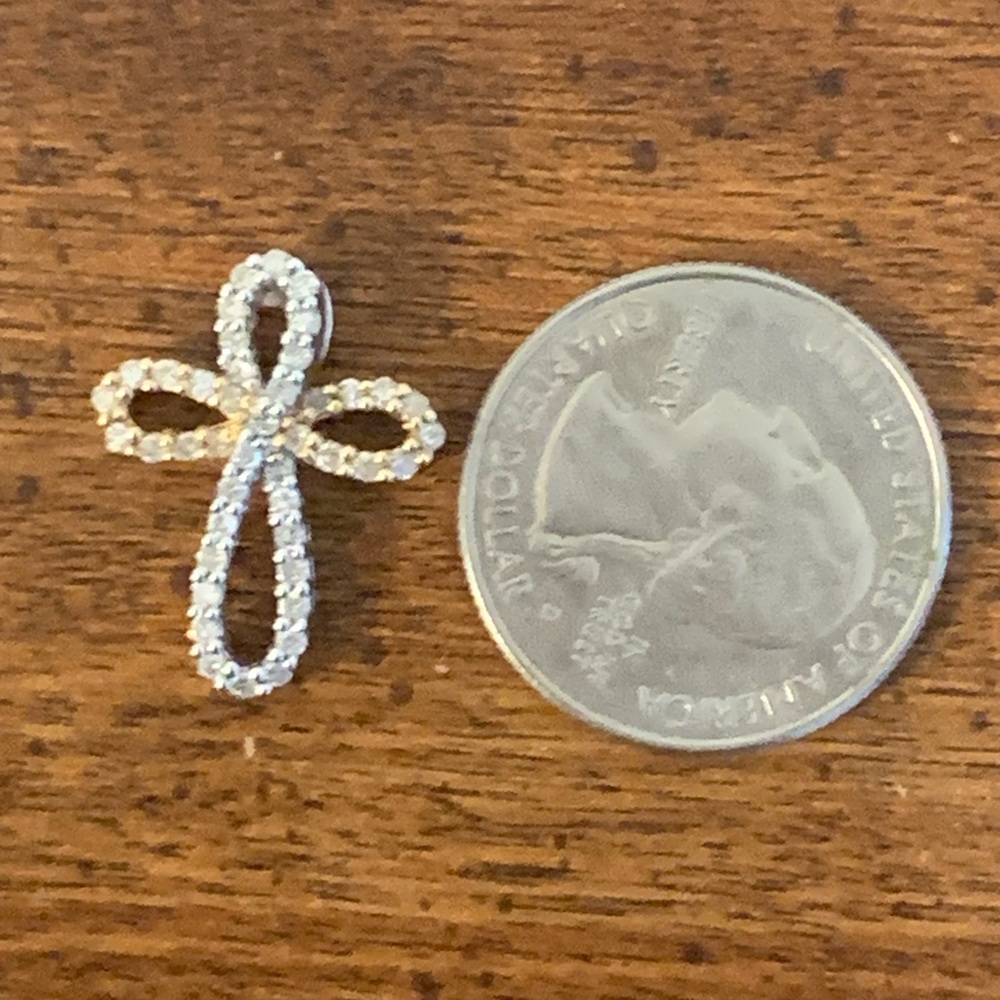 10k Gold Two Toned Diamond Pendant Slide - Picture 6 of 9